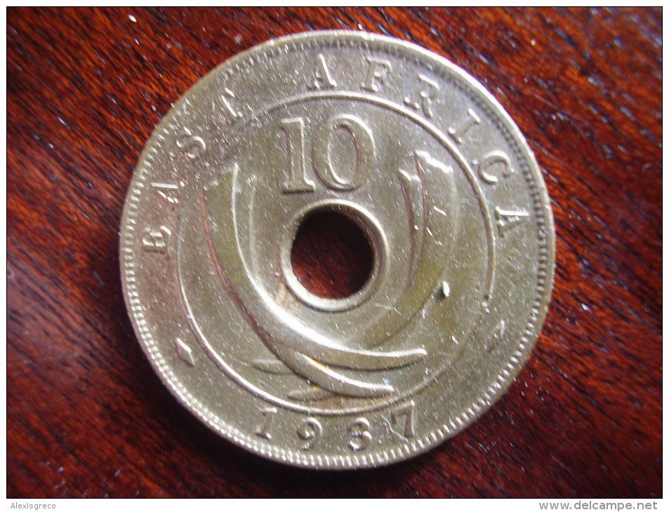 BRITISH EAST AFRICA USED TEN CENT COIN BRONZE Of 1937H  - GEORGE VI. - British Colony