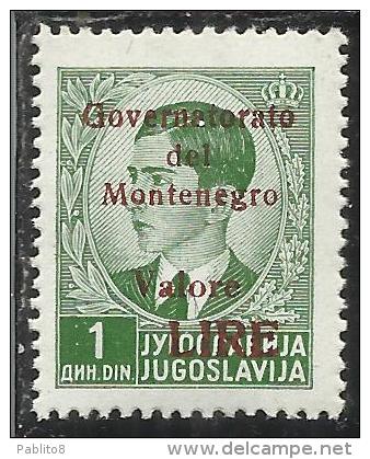 MONTENEGRO 1942 GOVERNATORATO RED OVERPRINTED SOPRASTAMPA ROSSA LIRE On 1d MNH BEN CENTRATO WELL CENTERED - Montenegro