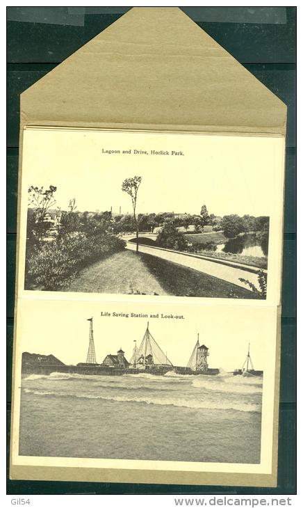 une carte lettre  contenant 10 vues de Racine  " souvenir Folder of Racine, Wis "  ( 7 scans ) -  LM183