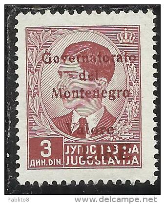 MONTENEGRO 1942 GOVERNATORATO RED OVERPRINTED SOPRASTAMPA ROSSA LIRE 3 D MNH BEN CENTRATO WELL CENTERED - Montenegro