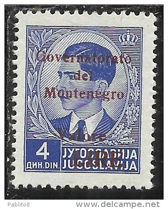 MONTENEGRO 1942 GOVERNATORATO RED OVERPRINTED SOPRASTAMPA ROSSA LIRE 4 D MNH BEN CENTRATO WELL CENTERED - Montenegro