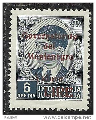 MONTENEGRO 1942 GOVERNATORATO RED OVERPRINTED SOPRASTAMPA ROSSA LIRE 6 D MNH BEN CENTRATO WELL CENTERED - Montenegro