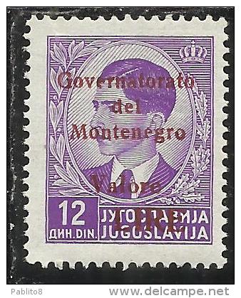 MONTENEGRO 1942 GOVERNATORATO RED OVERPRINTED SOPRASTAMPA ROSSA LIRE 12 D MNH BEN CENTRATO WELL CENTERED - Montenegro