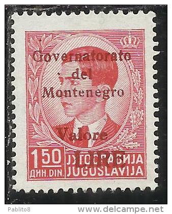 MONTENEGRO 1942 GOVERNATORATO RED OVERPRINTED SOPRASTAMPA ROSSA LIRE 1,50d MNH BEN CENTRATO WELL CENTERED - Montenegro