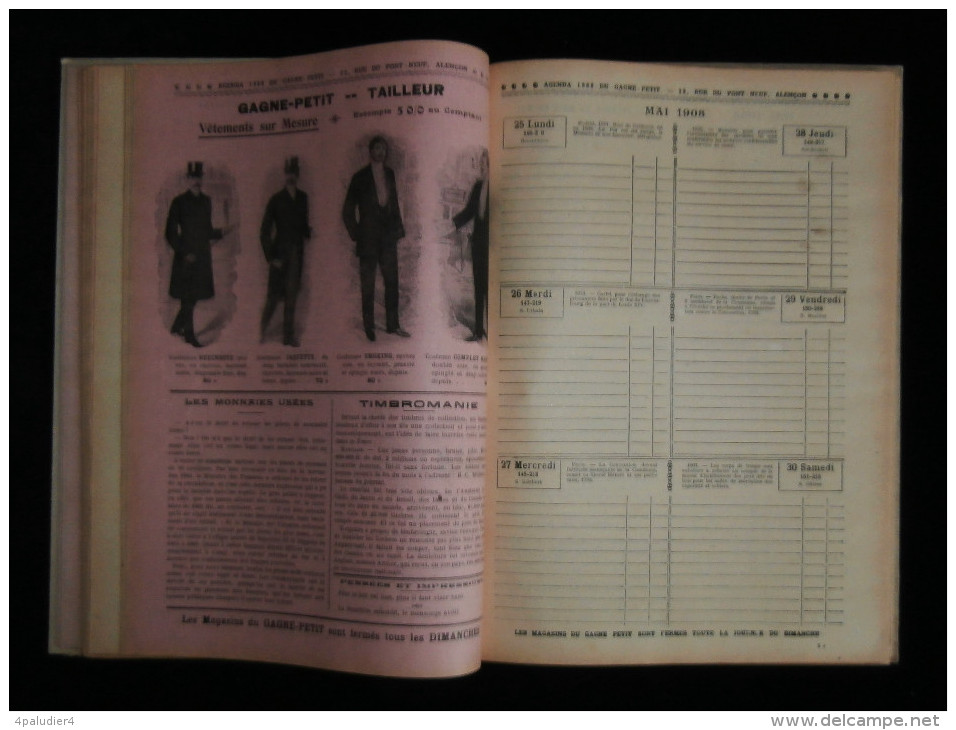 NORMANDIE ( ORNE ) AGENDA 1908 LES GRANDS MAGASINS DU GAGNE PETIT Alençon Couv. A. PHILIPPE - Publicités