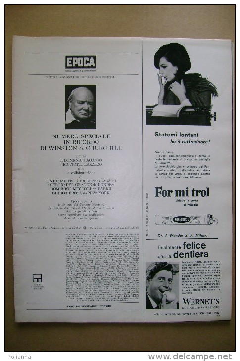 PBZ/44 Mondadori Epoca 1965 - Inserto N.spec. IN RICORDO DI WINSTON S.CHURCHILL - Italienisch