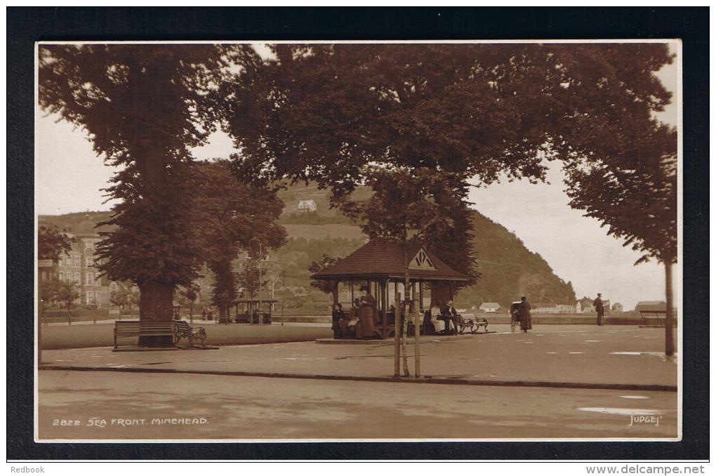 RB 968 - Judges Real Photo Postcard - Sea Front &amp; Shelter - Lady Pushing A Pram - Minehead Somerset - Minehead