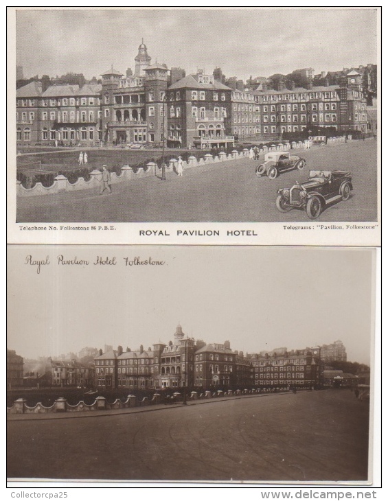 Lot Of 2 Postcards Of Folkestone : 2 Views Of Royal Pavilion Hotel ( Automobile Traction ) - Folkestone