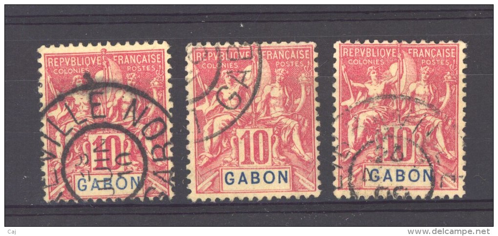 Gabon  :  Yv  20  (o)    3 Exemplaires - Used Stamps