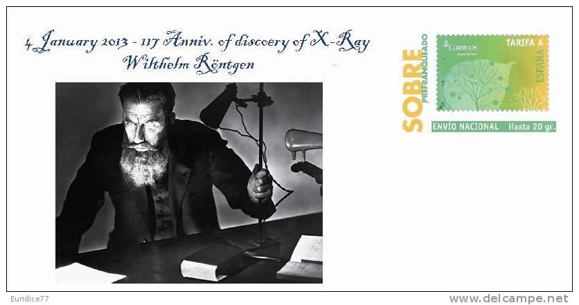 Spain 2013 - 4 January-117 Anniv. Of Discovery Of X-Ray/Wilthem Rontgem Cover - Schriftsteller