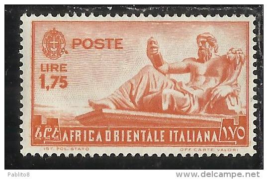 AFRICA ORIENTALE ITALIANA EASTERN ITALIAN AOI 1938 SOGGETTI VARI LIRE 1,75 MNH - Afrique Orientale Italienne