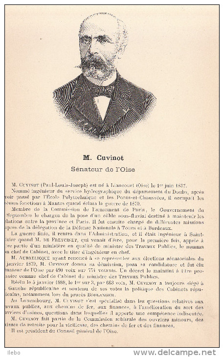 Cuvinot Sénateur De L´Oise Liancourt - Biographie