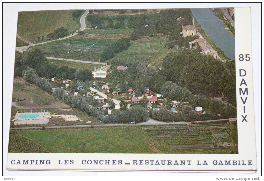 DAMVIX - 85 - CAMPING LES CONCHES. Vue Aérienne; Restaurant La Gambile. Multivues;carte Double. - Autres & Non Classés