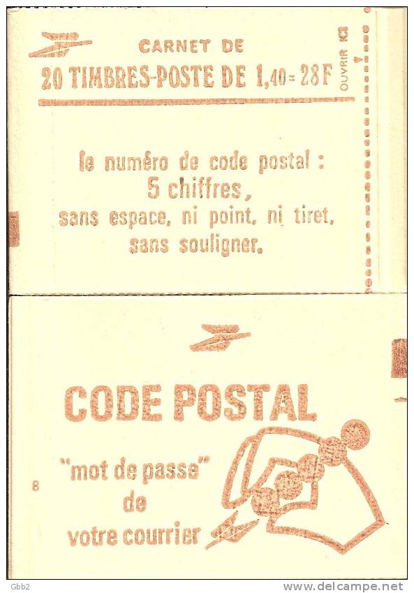 CARNET 2102-C 7a Sabine De Gandon "CODE POSTAL" Carnet De 20 Timbres Fermé Parfait état Bas Prix RARE - Autres & Non Classés