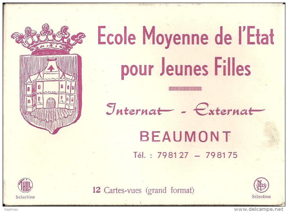 BEAUMONT : Pochette 12 CPSM - Ecole Moyenne Etat Pour Jeines Filles - Beaumont