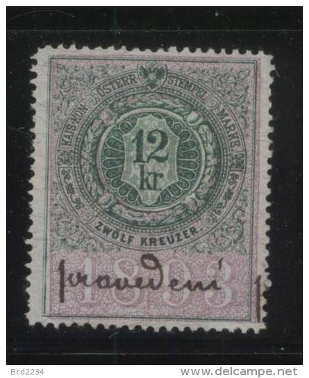 AUSTRIA ALLEGORIES 1893 12KR GREEN/LILAC REVENUE ERLER 304 PERF 13.25 X 13.25 - Fiscale Zegels