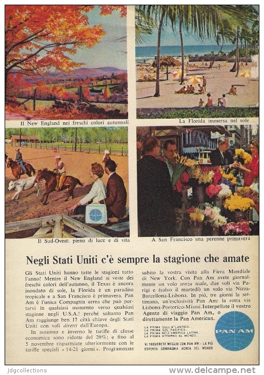 # PAN AM 1960s Italy Advert Pubblicità Publicitè Publicidad Reklame New York Airlines Airways Aviation Airplane - Publicités
