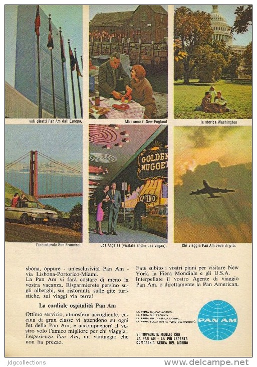 # PAN AM 1960s Italy Advert Pubblicità Publicitè Publicidad Reklame New York Airlines Airways Aviation Airplane - Advertisements