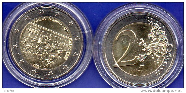 400 Jahre Verfassung 2 EURO Malta 2012 Stg 18€ Edition Wahlrecht 2€-Münze Stempelglanz Ohne Münz-Zeichen Coin Of Valetta - Malta