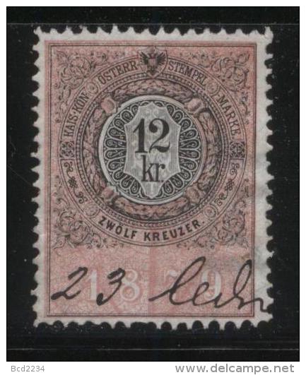 AUSTRIA ALLEGORIES 1879 12KR ROSE REVENUE ERLER 164 PERF 11.00 X 10.25 - Revenue Stamps