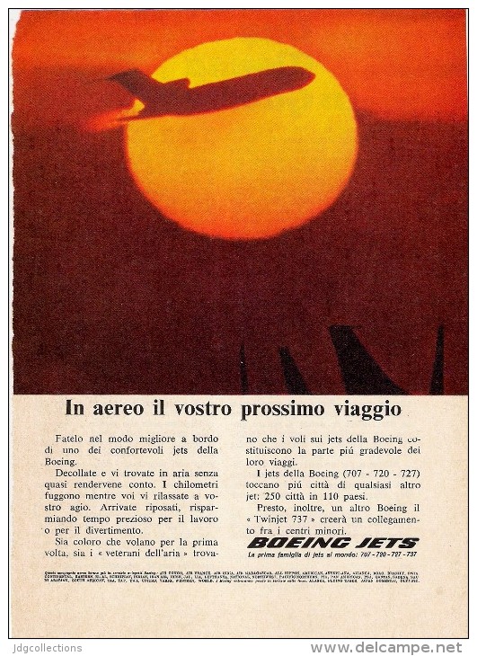 # BOEING 1960s Italy Advert Pub AMERICAN LUFTHANSA UNITED Airlines Airways Aviation Airplane - Publicités