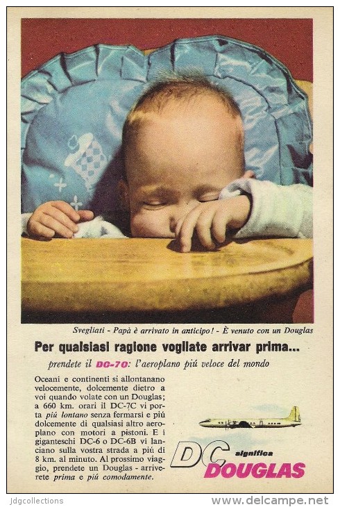 # DC DOUGLAS 1960s Italy Advert Publicitè Publicidad Reklame Airlines Airways Aviation Airplane Children - Pubblicità