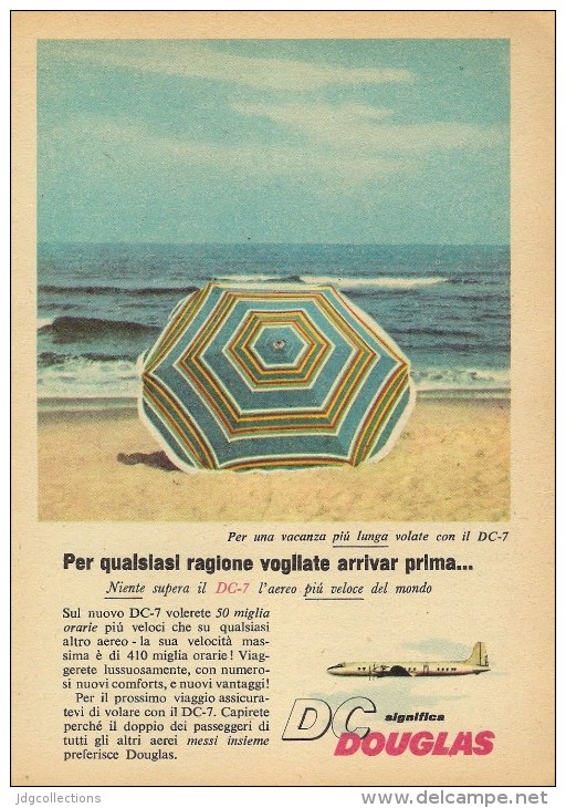 # DC DOUGLAS 1960s Italy Advert Publicitè Publicidad Reklame Airlines Airways Aviation Airplane Sea - Advertenties