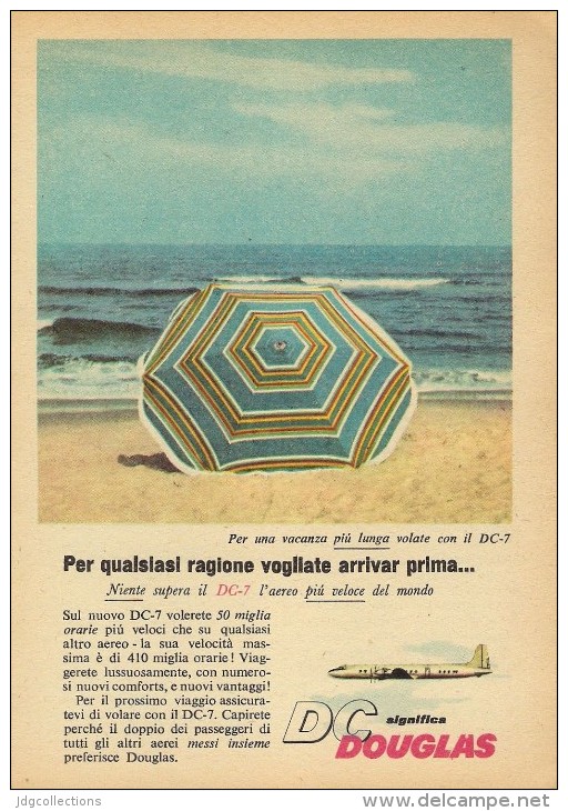 # DC DOUGLAS 1960s Italy Advert Publicitè Publicidad Reklame Airlines Airways Aviation Airplane Sea - Advertisements