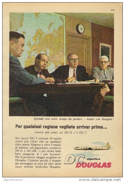# DC DOUGLAS 1960s Italy Advert Publicitè Publicidad Reklame Airlines Airways Aviation Airplane Business - Publicidad
