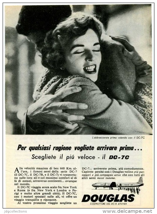 # DC DOUGLAS 1960s Italy Advert Publicitè Publicidad Reklame Airlines Airways Aviation Airplane Family Love - Publicités