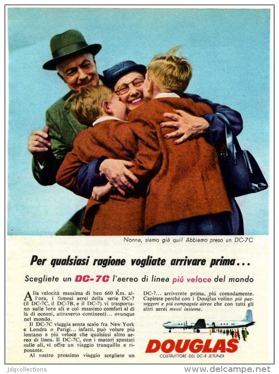 # DC DOUGLAS 1960s Italy Advert Publicitè Publicidad Reklame Airlines Airways Aviation Airplane Children Family Love - Pubblicità