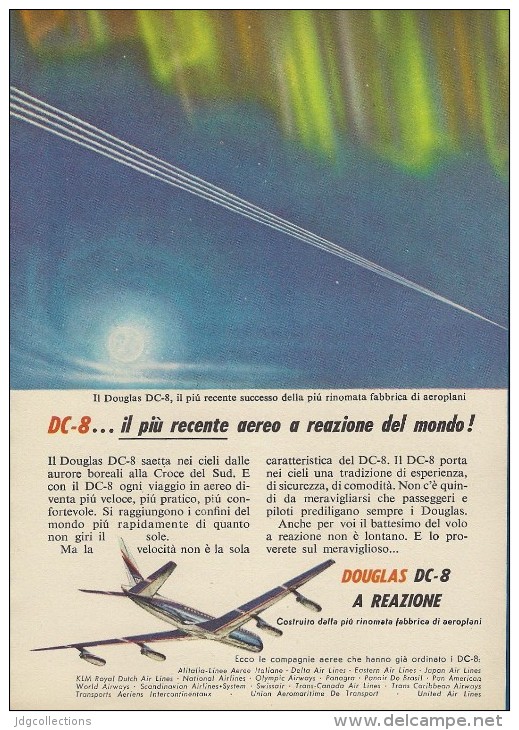 # DC8 DOUGLAS 1960s Italy Advert Publicitè Publicidad Reklame Airlines Airways Aviation Airplane - Advertisements