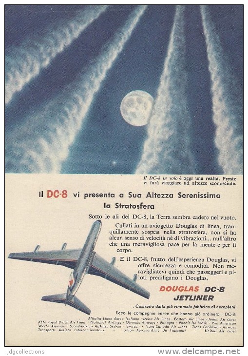 # DC8 DOUGLAS 1960s Italy Advert Publicitè Publicidad Reklame Airlines Airways Aviation Airplane - Publicités
