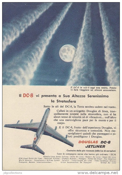 # DC8 DOUGLAS 1960s Italy Advert Publicitè Publicidad Reklame Airlines Airways Aviation Airplane - Werbung