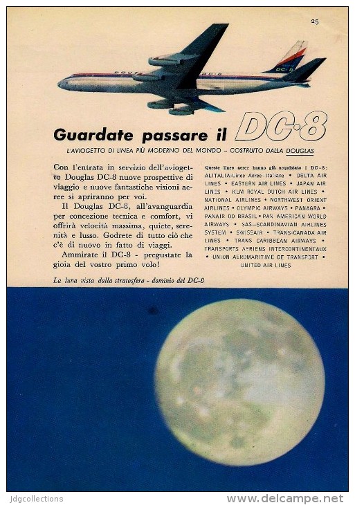 # DC8 DOUGLAS 1960s Italy Advert Publicitè Publicidad Reklame Airlines Airways Aviation Airplane - Publicités