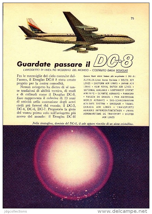 # DC8 DOUGLAS 1960s Italy Advert Publicitè Publicidad Reklame Airlines Airways Aviation Airplane - Advertisements