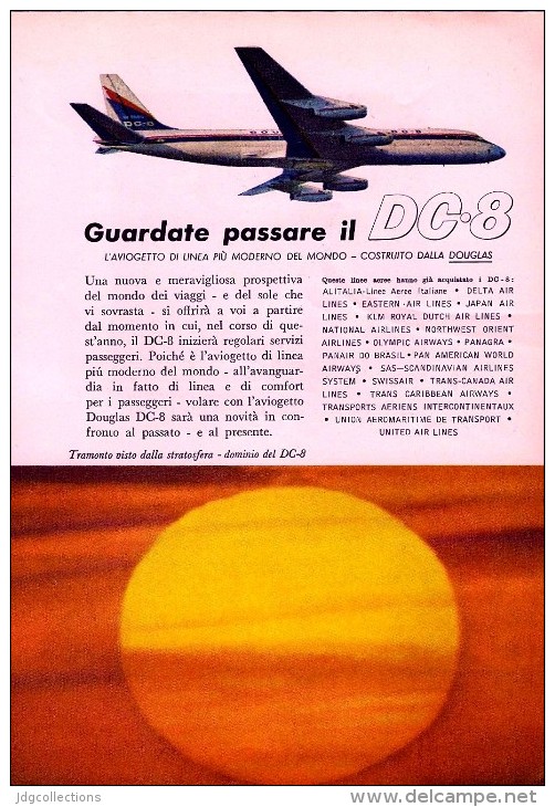 # DC8 DOUGLAS 1960s Italy Advert Publicitè Publicidad Reklame Airlines Airways Aviation Airplane - Advertisements