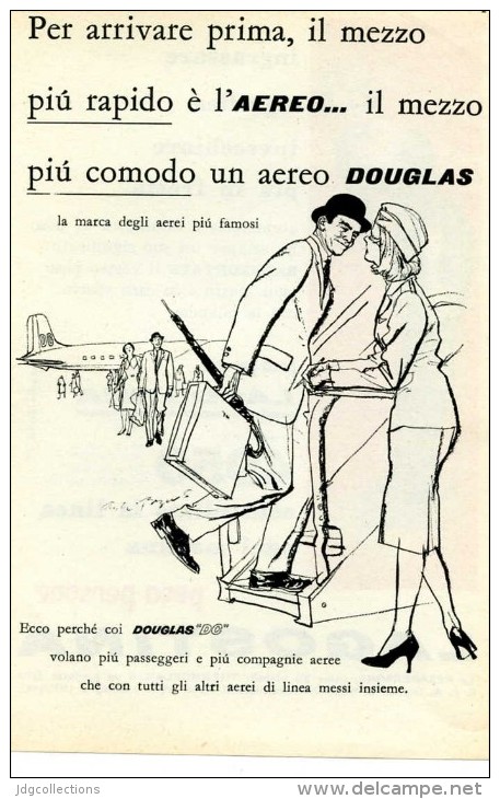 # DC DOUGLAS 1950s Italy Advert Publicitè Publicidad Reklame Airlines Airways Aviation Airplane - Publicités