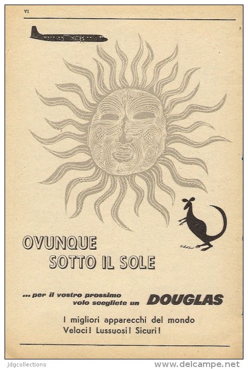 # RARE 4/6 DOUGLAS 1950s Italy Advert Publicitè Publicidad Reklame Airlines Airways Aviation Airplane - Advertenties