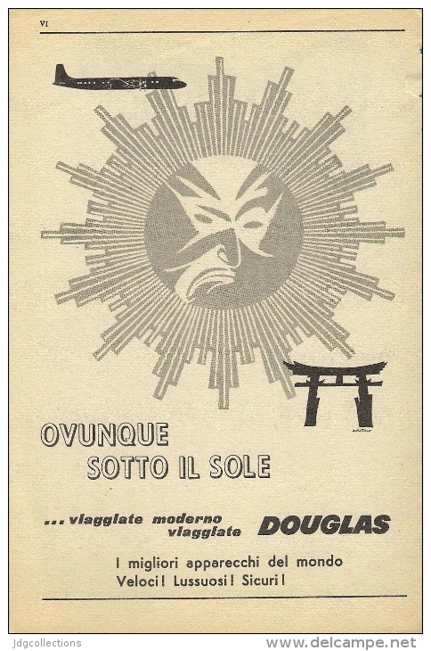 # RARE 5/6 DOUGLAS 1950s Italy Advert Publicitè Publicidad Reklame Airlines Airways Aviation Airplane - Advertenties