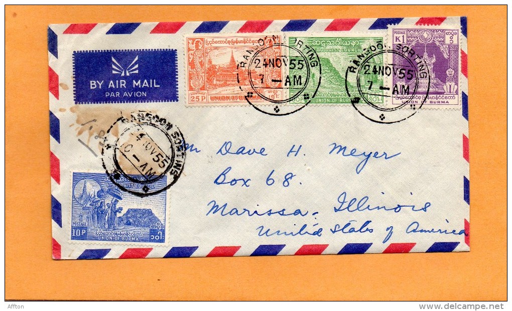 Burma Myanmar Old Cover Mailed To USA - Myanmar (Birmanie 1948-...)