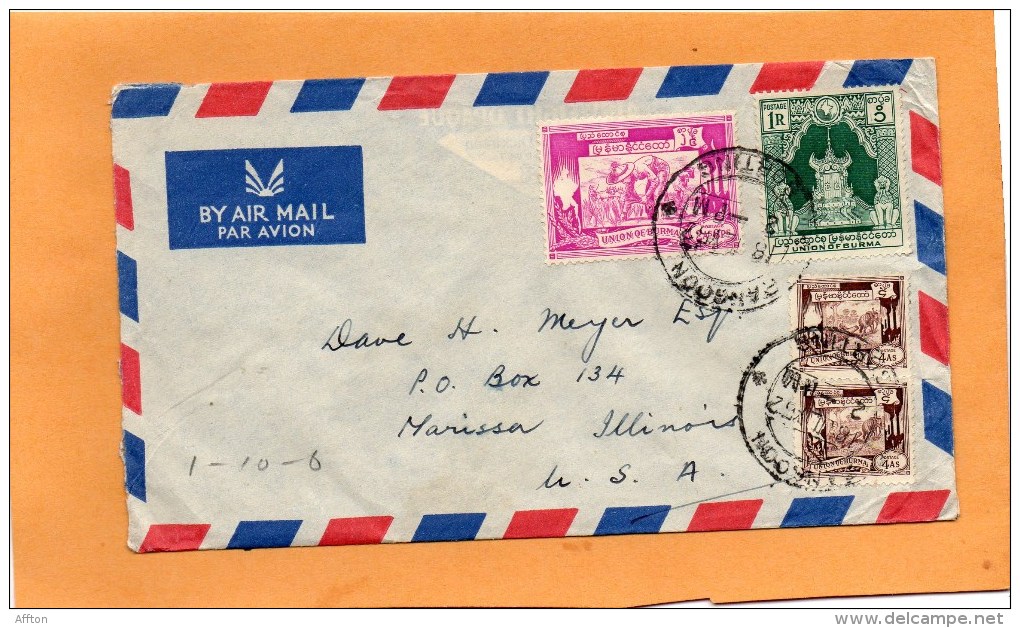 Burma Myanmar Old Cover Mailed To USA - Myanmar (Burma 1948-...)