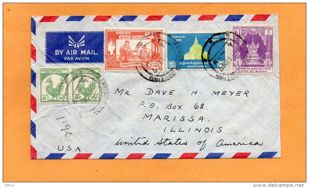 Burma Myanmar Old Cover Mailed To USA - Myanmar (Burma 1948-...)