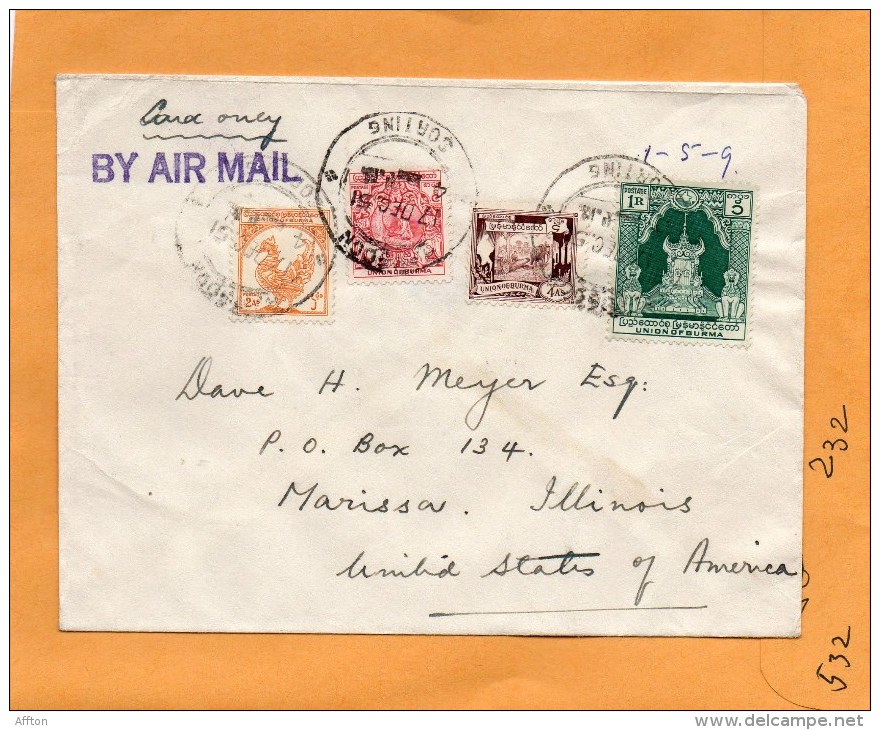 Burma Myanmar Old Cover Mailed To USA - Myanmar (Birma 1948-...)