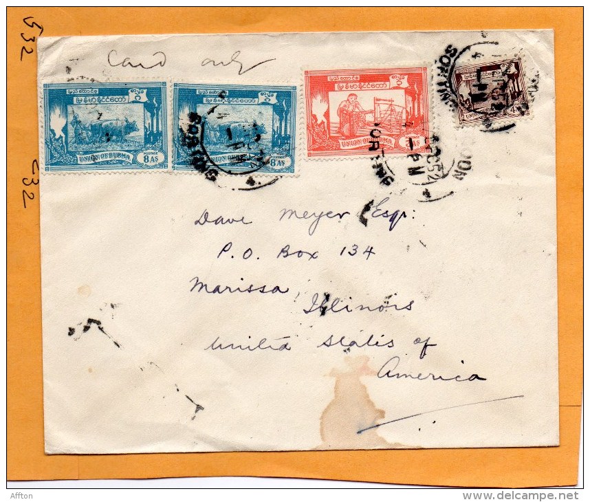 Burma Myanmar Old Cover Mailed To USA - Myanmar (Birmanie 1948-...)