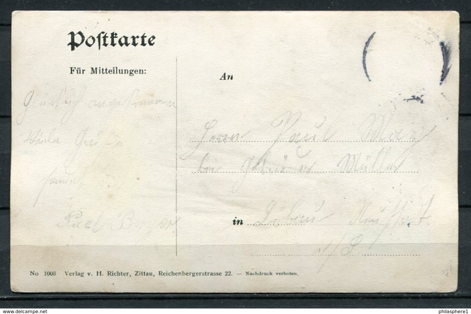 (0222) Jonsdorf/ Gruß Vom Nonnenfelsen - Gel. Ca. 1915 - No 1008  H. Richter, Zittau - Jonsdorf