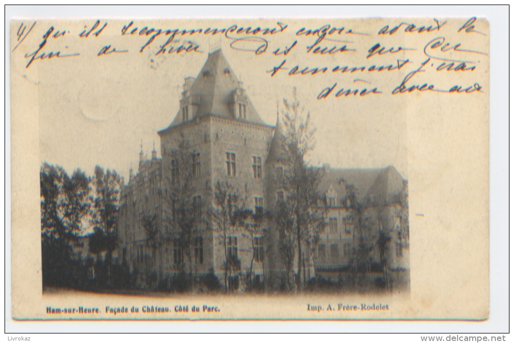 Belgique, Ham Sur Heure, Façade Du Château, Côté Du Parc, Carte Précurseur A Circulé En 1904, Bon état - Ham-sur-Heure-Nalinnes