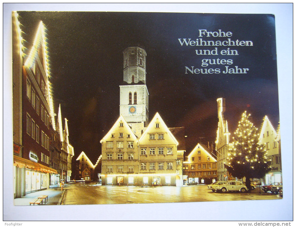 Germany: BIBERACH - Marktplatz Mit Weihnachtsbeleuchtung - Alte Auto - Unused - Biberach