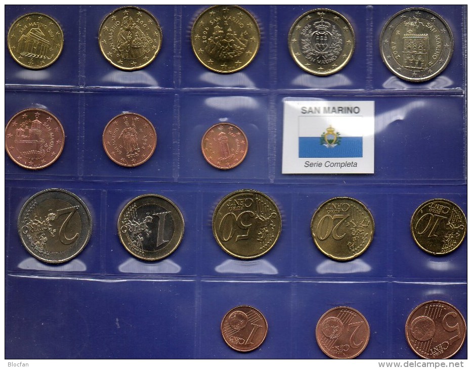 Mix-set EURO-Einführung San Marino 2002-2007 Stg 86€ Der Staatliche Münze Wehr-Türme Mit 1C.-2€ With 8 Coins Of Republik - San Marino