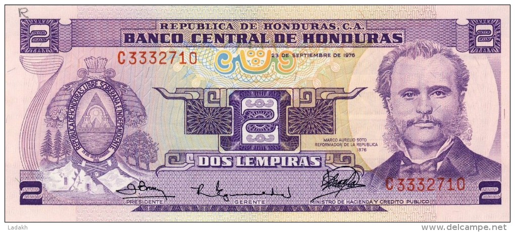 BILLET # HONDURAS # 2 LEMPIRAS   # PICK 47 B  #  NEUF # 1976  # SOTTO # - Honduras